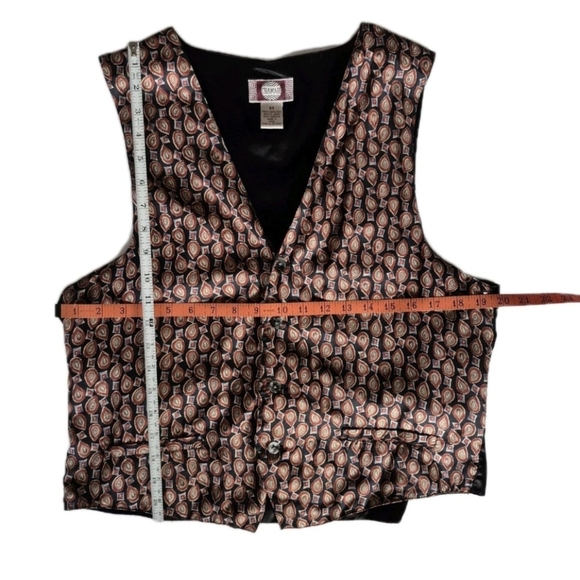 VTG 90s Chiamare Silk Paisley Print Vest Mens M Button Front Adjustable Tie Back - Picture 7 of 7